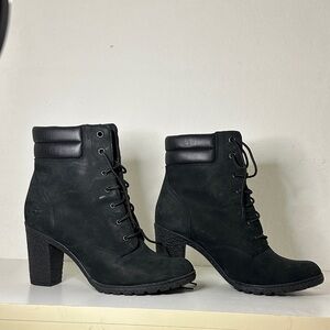 Timberland Women's Black Lace-Up Suede Ankle Boots Sz 10